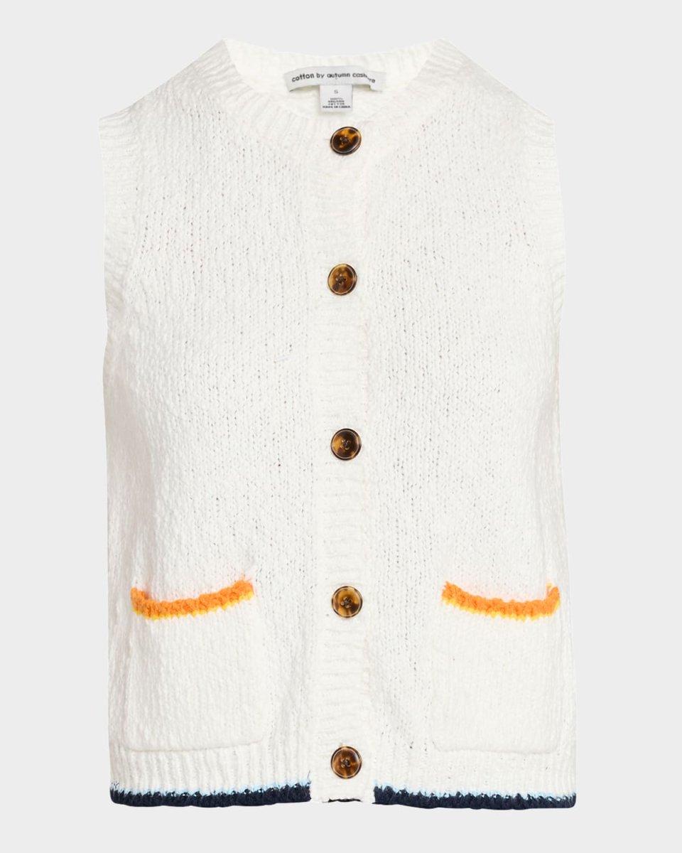 Contrast-Trim Knit Cotton Vest